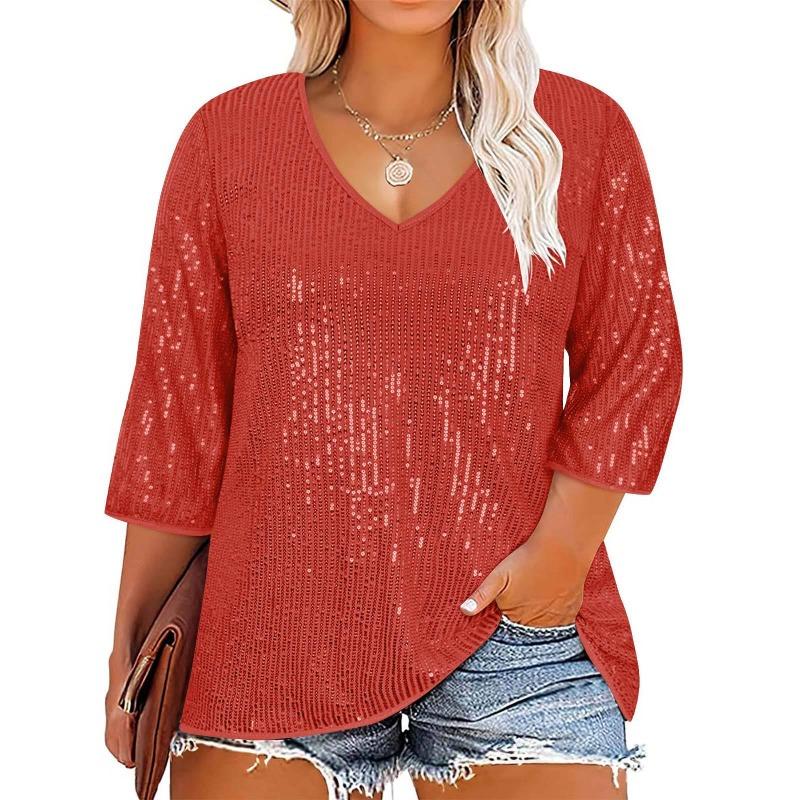IHUASU Women's Fashion Casual 3/4 Sleeves O-Neck  Blouses & Shirts