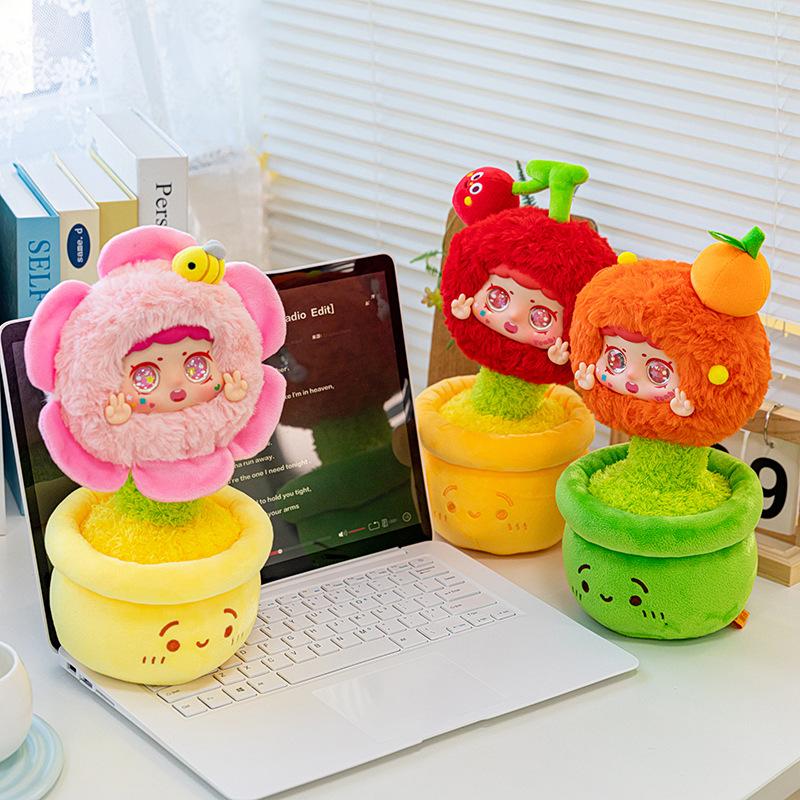 Happy Farm Orange Plush Potted Plant Cherry Desk Pendulum for Girlfriend Birthday Gift Desk Pineapple