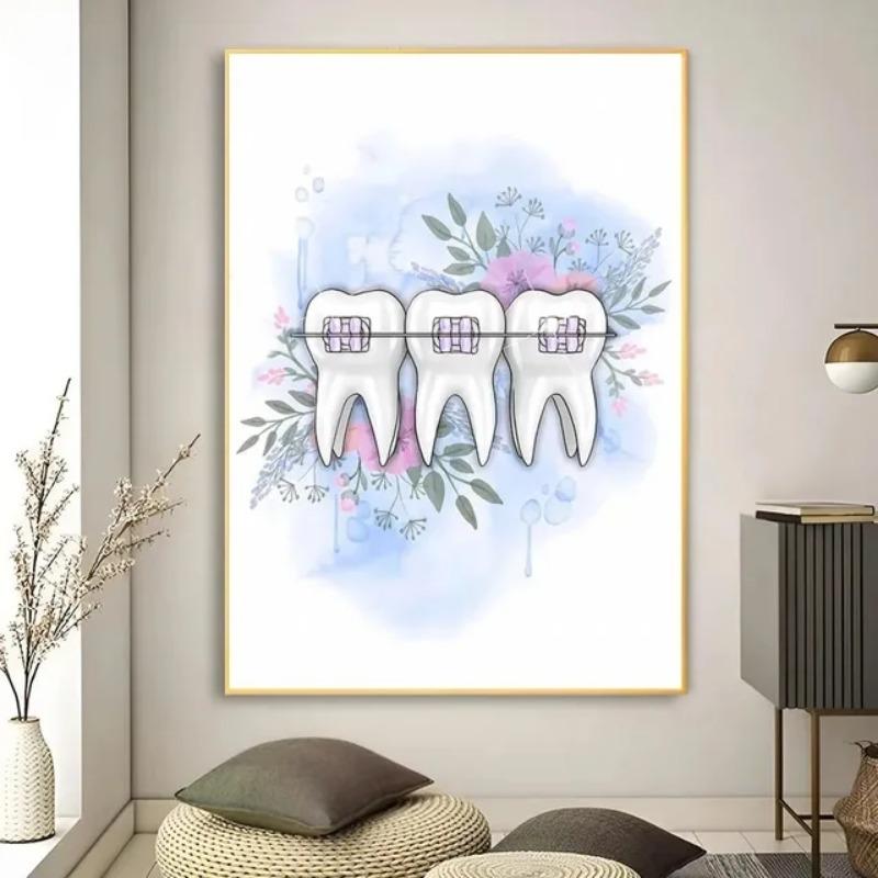 

Цветочная анатомия зуба акварель настенное искусство кадуцей стоматолог подарок холст картина плакат наклейки идеальный декор для игровой комнаты 21cm×30cm NoFrame