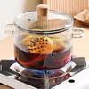 Binaural Handle Cooking Pot Heat Resistant Soup Pot High Borosilicate Glass Saucepan  Ramen