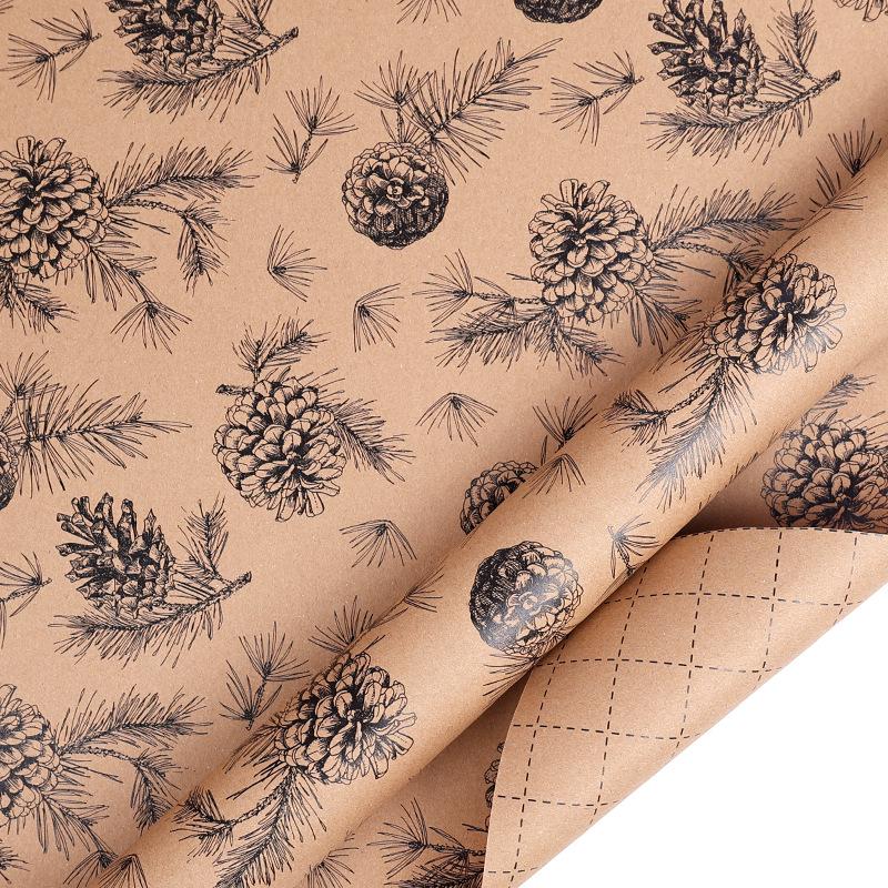 Large Christmas Double-Sided Kraft Gift Wrapping Paper, 80g