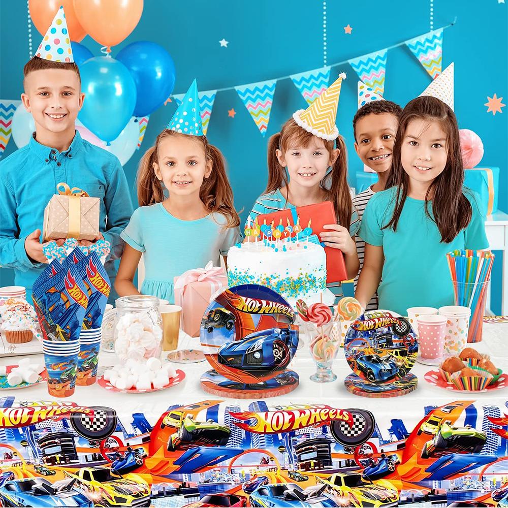 51pcs Hot Wheels Party Dinnerware Set Included Tablecloth Plates Napkins Cups
