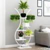 Multi-Layer Indoor Balcony Flower Stand, Wrought Iron Round Table Display Shelf for Hanging Pothos and Orchids.