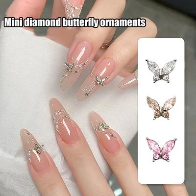10ks Luxusní 3D mini 4*6mm Crystal Butterfly Nail Art Přívěsky Šperky Příslušenství Slitina kamínky Potřeby pro zdobení nehtů