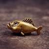 Retro Copper Fish Sculpture Antique Copper Marine Creature Figurine Collectible Desktop Ornament for Mantel Bookshelf