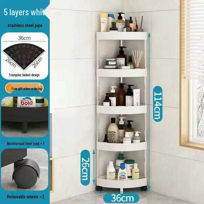 Prateleira de Canto Triangular para Chão de Banheiro para Artigos de Higiene