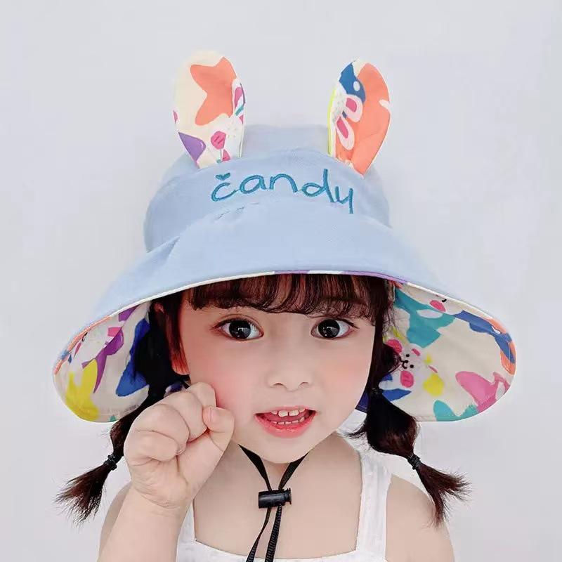 Girls' Double-Sided Wide-Brim UV Protection Summer Sun Hat