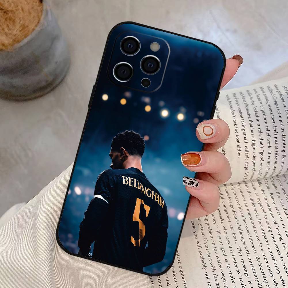 Football J-Jude B-Bellinghams   Phone Case For iPhone 17, 16,15,14,13,12,11 Plus,Pro Max, Others Soft Black Cover