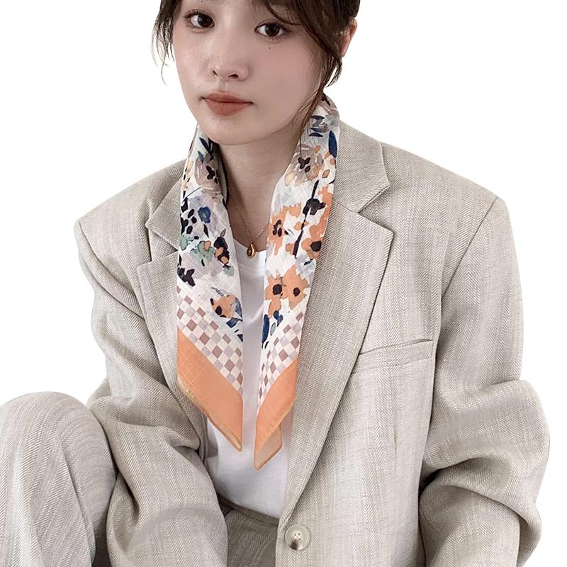 New summer cotton and linen silk scarf women's spring and autumn versatile small square scarf neck protection headscarf decorative scarf