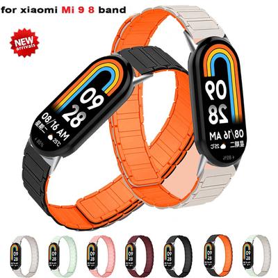 Magnetisches Schlaufenarmband für Mi Band 8 9 Riemen Silikon Sportarmband für Xiaomi MiBand 8 9 NFC Correa Armband Metallinterface