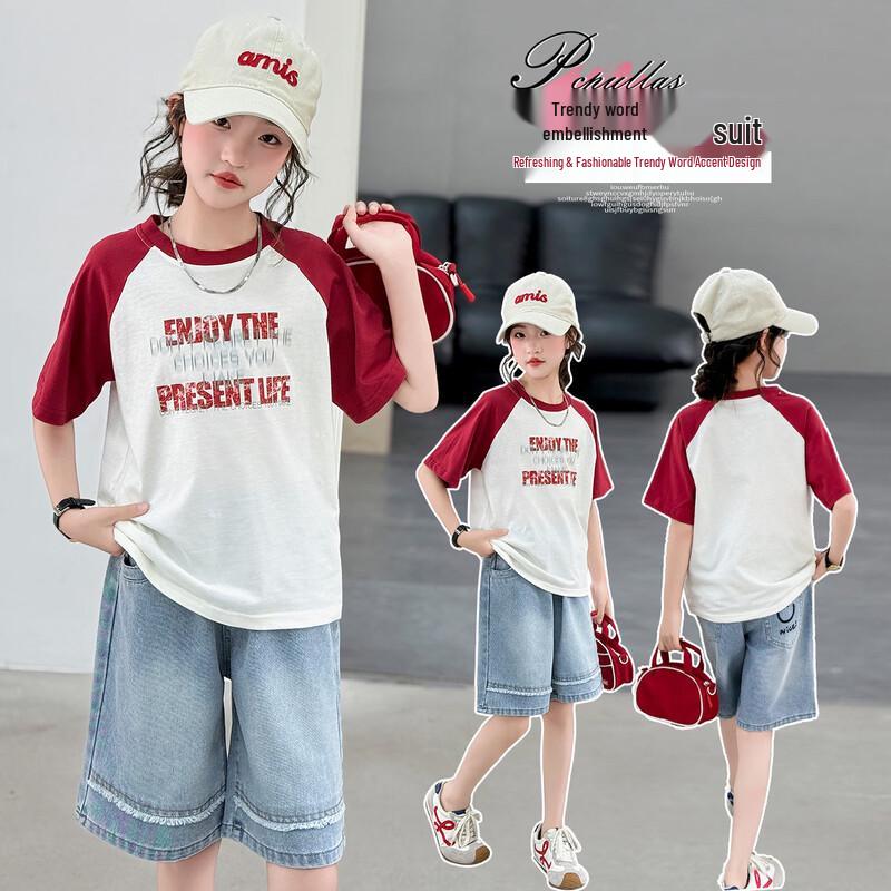Girls Summer T-shirt & Denim Shorts Set 160