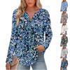 Women's Fashion Casual Pleated V Neck Solid Color Long Sleeve T-Shirt Elegant Tops