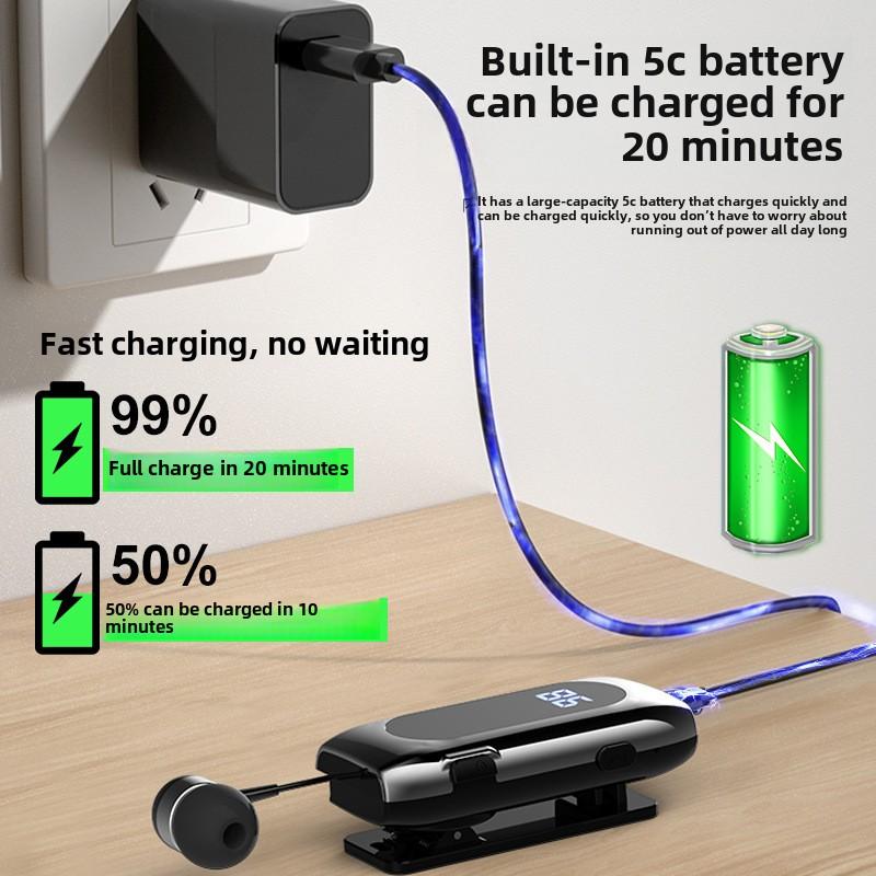 K55 digital display waterproof business cable earphones wholesale collar clip wireless in-ear ultra long endurance Bluetooth ear