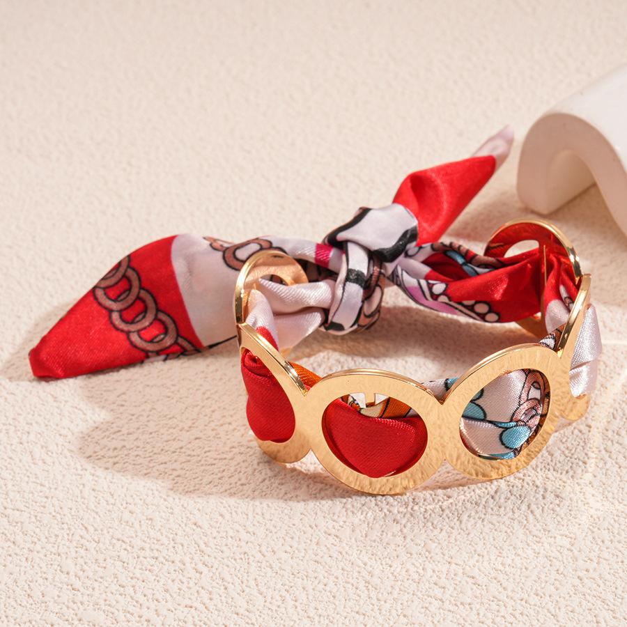 Fabric Silk Scarf Winding Hollow Round Open Bracelet Retro Bracelet