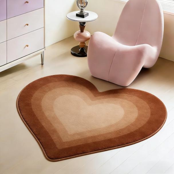 Heart Shape Living Room Decoration Carpet Thick Plush Lounge Floor Mat Fluffy Soft Cloakroom Rug Gradient Color Rugs for Bedroom