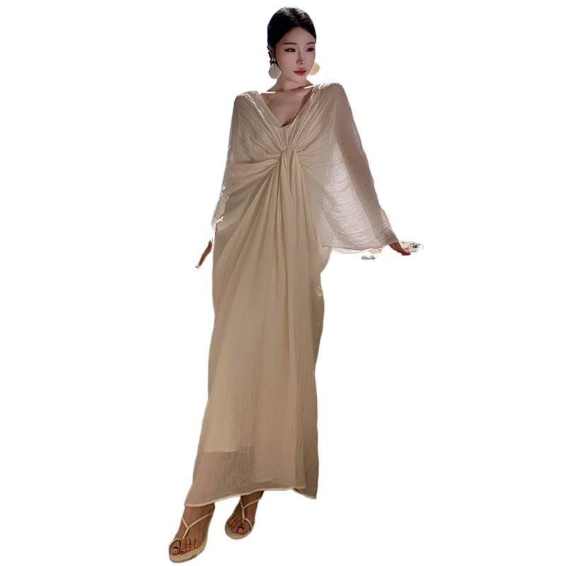 French Gentle Dress Women's New High-end Collar Temperament Holiday Dressing Gown Two-piece Set