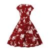 Hot Sale Retro Women's Clothing Crew Neck Bag Sleeve Printed Slim Swing Dress