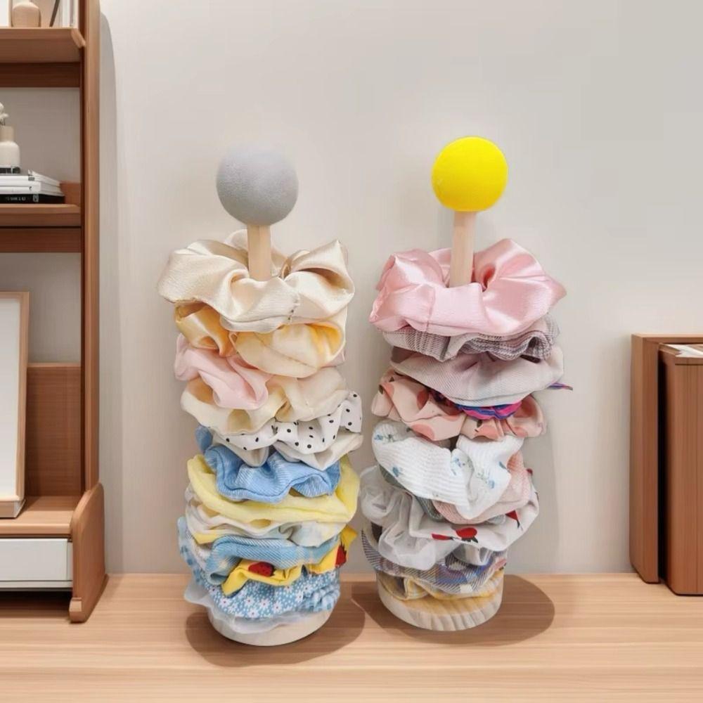 2Pcs Multi-purpose Hair Rope Holder Wooden Hair Scrunchies Hairpin Organizer  Bangle