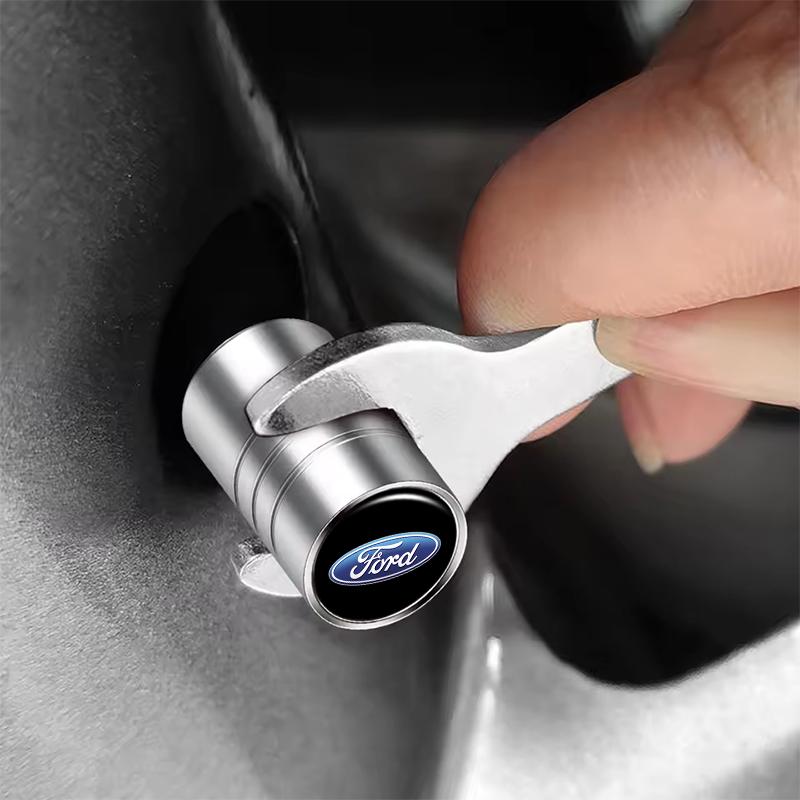 DRZG2 4Pcs Metal Car Tire Wheel Valve Stem Caps Cover For Ford Focus Mustang Ranger Fiesta Kuga Mondeo Fusion Auto Tuning Accessories
