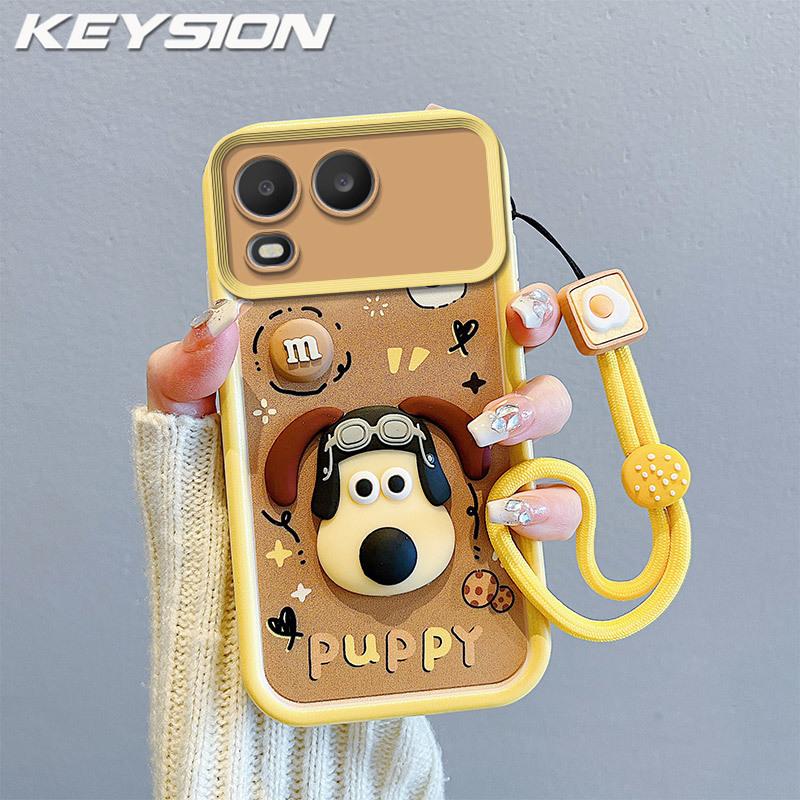 

KEYSION Shockproof Case for Itel A200 A200+ with Lanyard Soft Silicone Cute 3D Cartoon Doll Phone Back Cover for itel A200+ for Itel A200