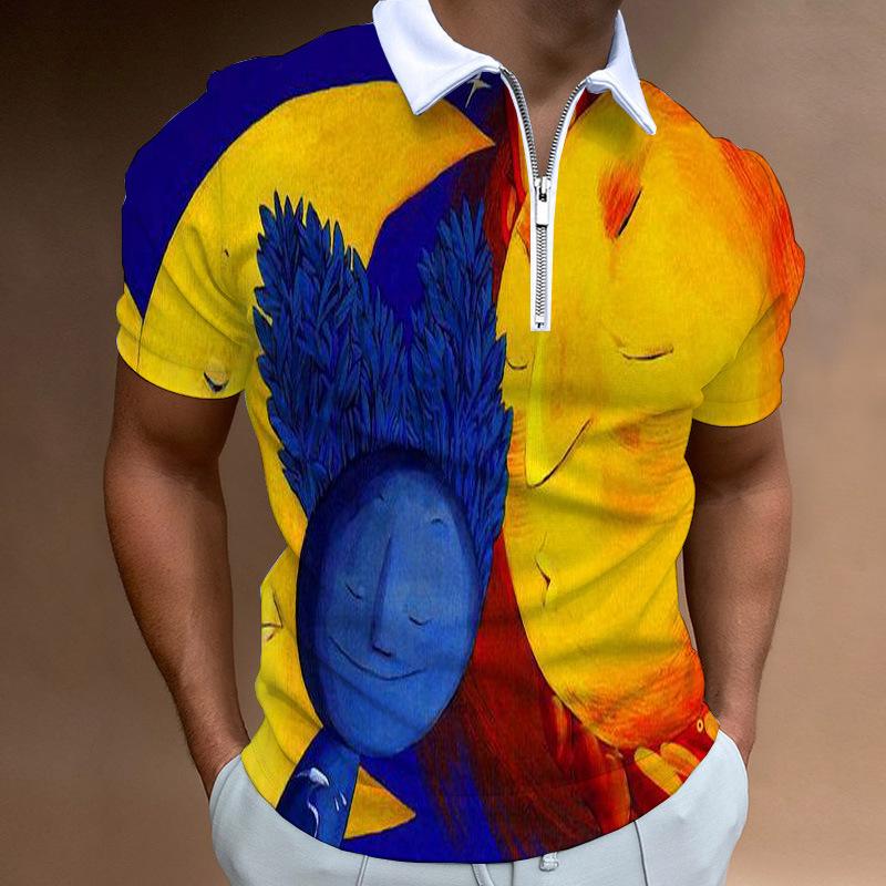 New Men's Summer POLO Shirt Men's Casual Short Sleeve Lapel T-Shirt D Printed Short Sleeve POLO