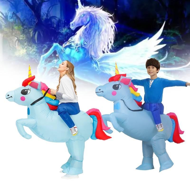 Blue Unicorn Inflatable Costumes Adults Child Christmas Halloween Dress Gift Up