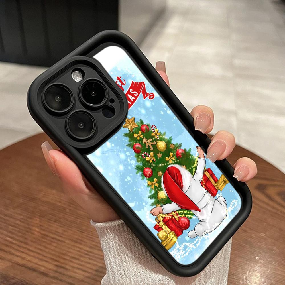Ae108 Happy New Year Merry Christmas Phone Cases for iPhone 16 14 13 11 Pro Max 15 7 8 6s Plus 12 Mini XR XS Max SE Angel Eye Ladder Protective Cover