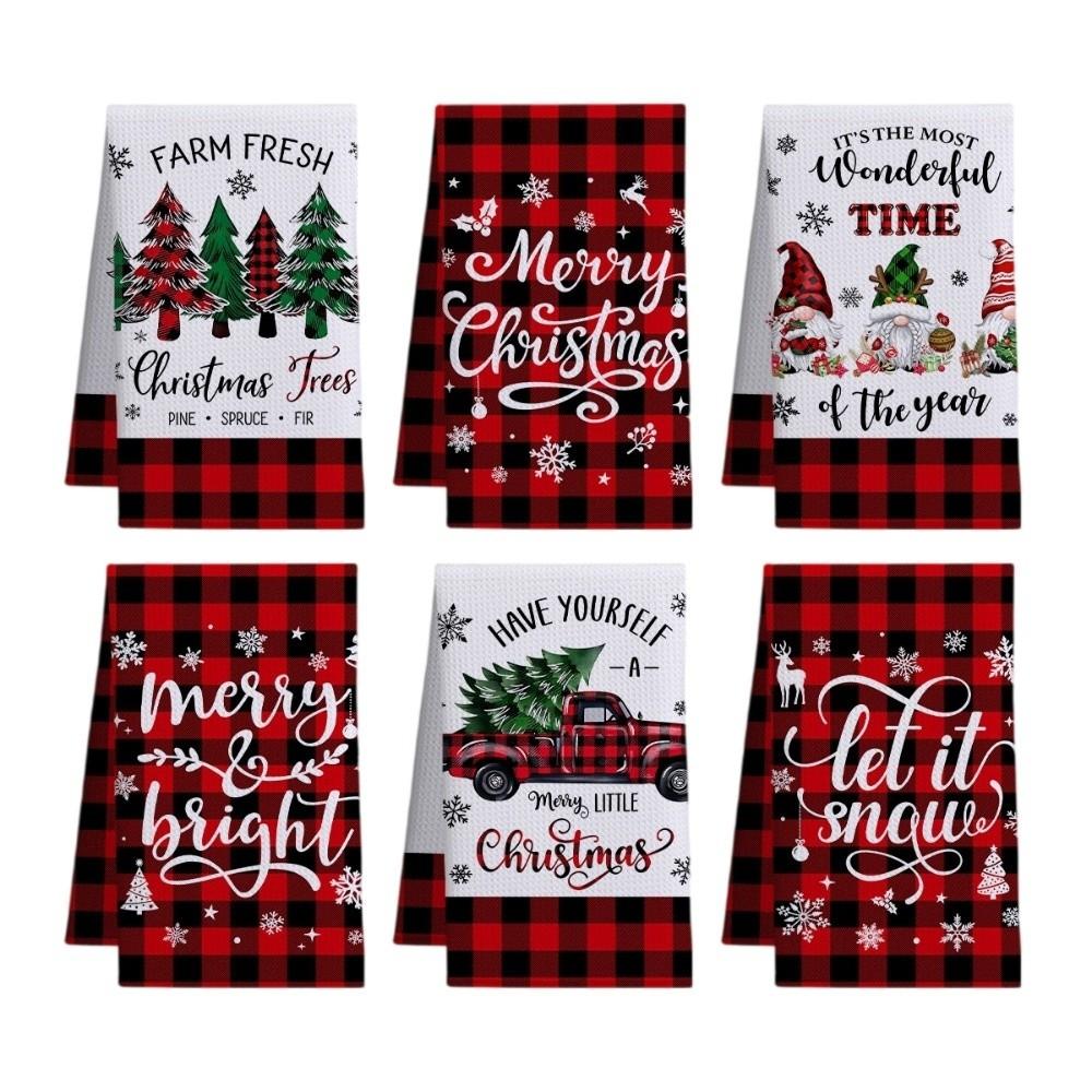 Santa Claus Xmas Hand Towels Reindeer Dish Towels Christmas Decorations Cleaning Cloth  Winter Home