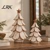 Retro Style Xmas Ornaments Vintage Lighted Christmas Tree Figurine, Glowing Tabletop Centerpiece with LED Mini for Shelf Light, Holiday Winter