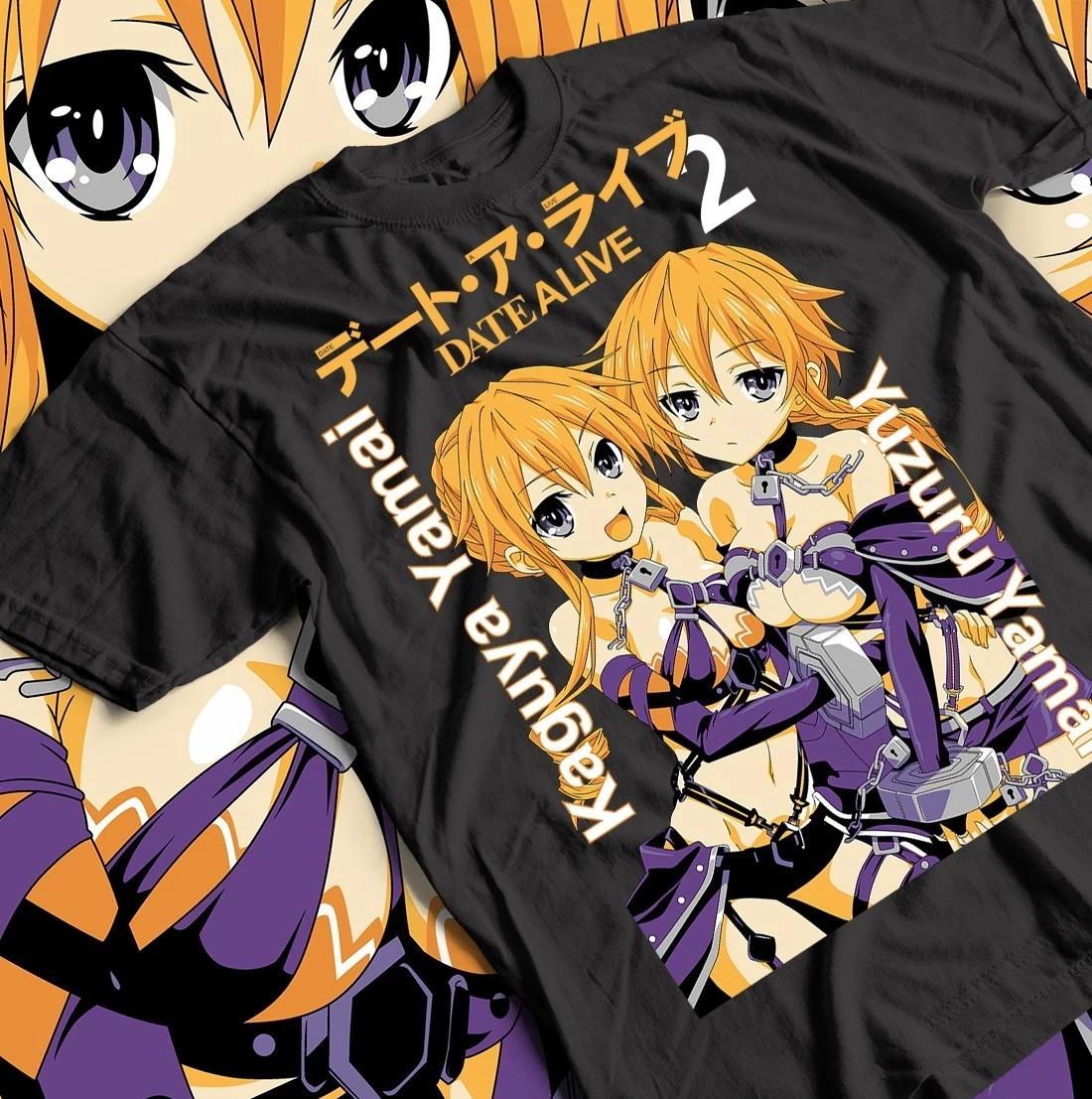 

Аниме Футболка, YAMAI SISTER Графическая футболка Date A Live, Унисекс Хлопковый Топ, Отаку 2XL