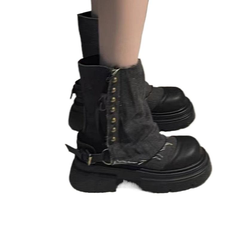 Fashionable Versatile Thick Soled Midsole Boots Women New Spring Autumn Retro Minimalist Shoes Leisure Comfortable Women's Boots