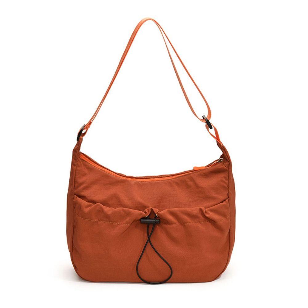 Adjustable Shoulder Straps Drawstring Bucket Bag Solid Color Canvas Crossbody Bag  Student