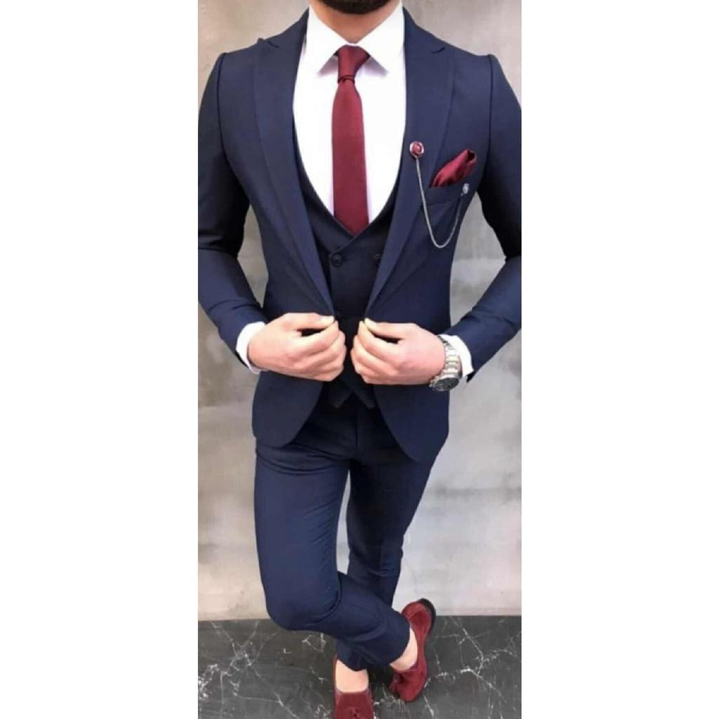 Men's Slim-fit Vest Suit (collar Ornament And Tie Gift)