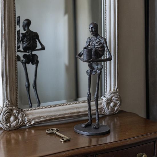 Xiaobudian Halloween Skeleton Candle Holder, Gothic Resin Hand And Standing Candlestick Holders for Table Mantel Decor