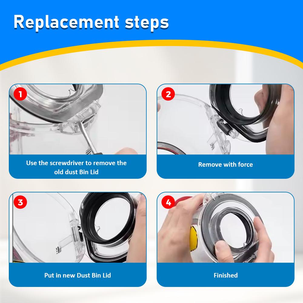 Sealing Ring And Base Lid for Dust Bin Top Fixed Dust Cup Replacement Part for Dyson V6 V7 V8 V10 V11 V12 V15 Vacuum Cleaner