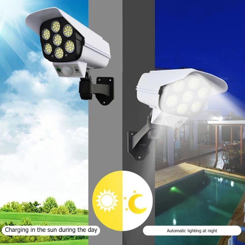 Lumină solară cu 77 led-uri LED Lumină solară în aer liber Senzor de mișcare Lampă solară de noapte Lampă pentru cameră manechinică de securitate IP65 Lumină rezistentă la apă