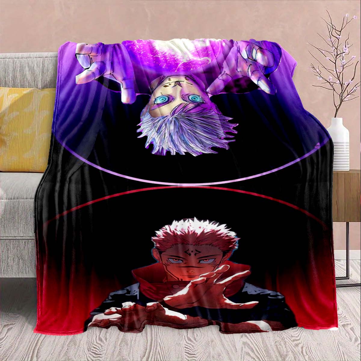 

Jujutsu Kaisen Anime Flannel Blanket Soft Warm Throw Lightweight Plush Sofa Bed Decor 75x90cm