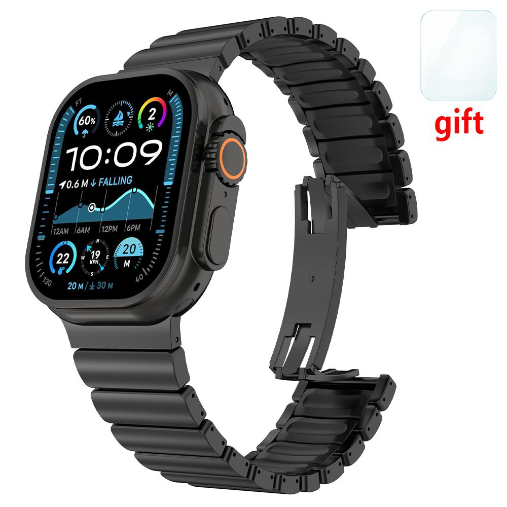 Titanium Band for Apple Watch Ultra3 2 1 49mm Strap Series 11 10 46mm 7 8 9 45mm 5 6 45mm Se Rubber Watchband No Gaps Bracelet