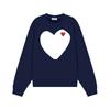 Relaxed Fit Cotton Sweatshirt With Heart Print Long Sleeve Crew Neck Fleece Lined Unisex Winter Casual Top
