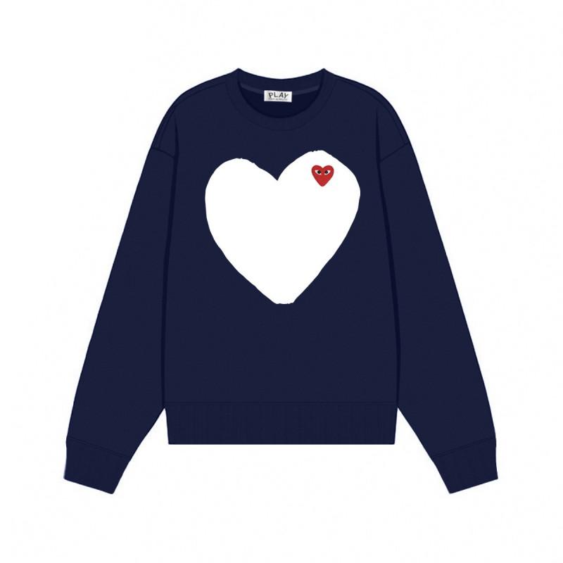 Relaxed Fit Cotton Sweatshirt With Heart Print Long Sleeve Crew Neck Fleece Lined Unisex Winter Casual Top