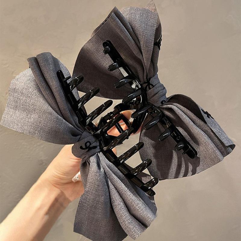 Korean Fashion Bow Hair Clips for Women Acrylic Cloth Hairpin Claw Large Shark Clip Elegant Temperament Hair Accessories New