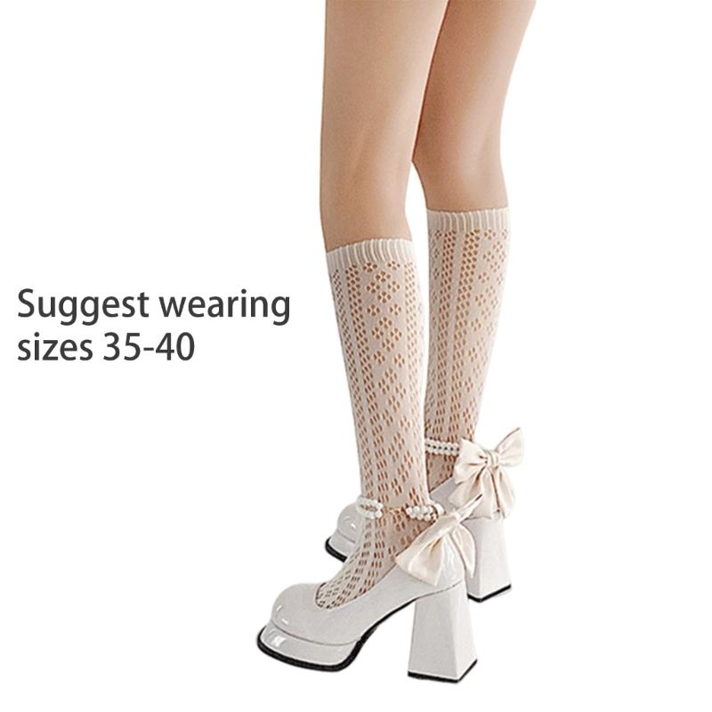 Women's Crew Socks Sheer Hollow Out Ankle Socks Princesses Ankle Dress Socks Sheer Mesh Socks Summer Calf Socks Gifts