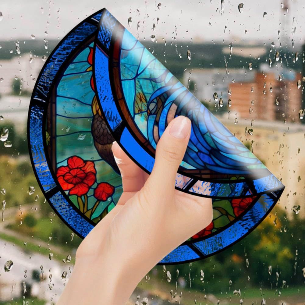 4 Sheets Round Anti-Collision Window Clings,Birds Alert Collision Window Decals Rooster Pattern Static Deterrent Decal Prevent Bird Strikes on Doors