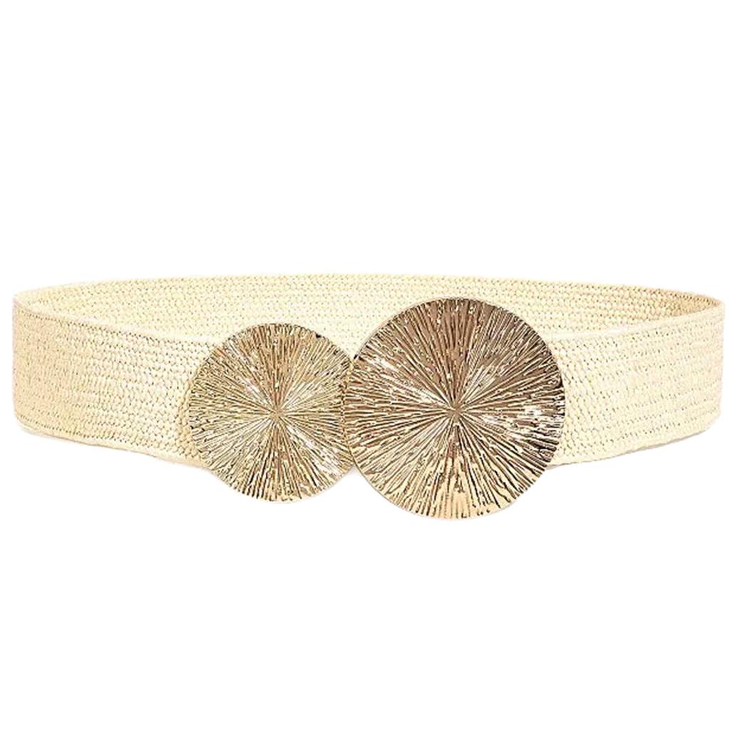 Elastic Waist Belt Punk Chain for Cowboy Cowgirl Modern Golden Buckle Waist Chain Wide Belt Fashion Accessory