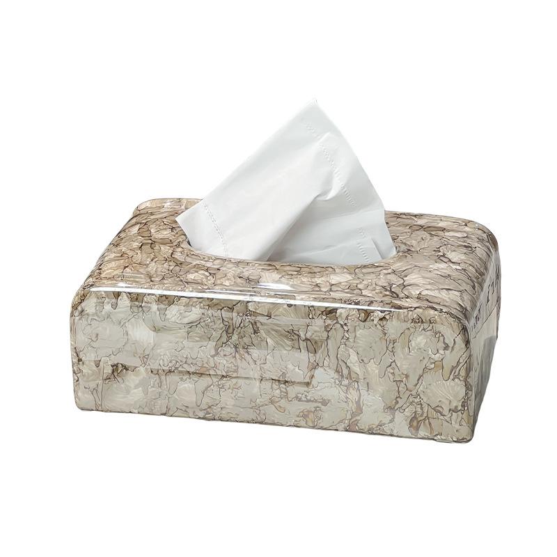 Marble Pattern Shell Texture Tissue Box Rectangular Resin Tissue Holder for Bathroom Desk Office Luxury Home Decor Gift