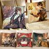 Game Anime Genshin Impact Zhongli Pillow Case Fashion Square Pillowcase Bedroom Sofa Room Ins Decoration Leisure