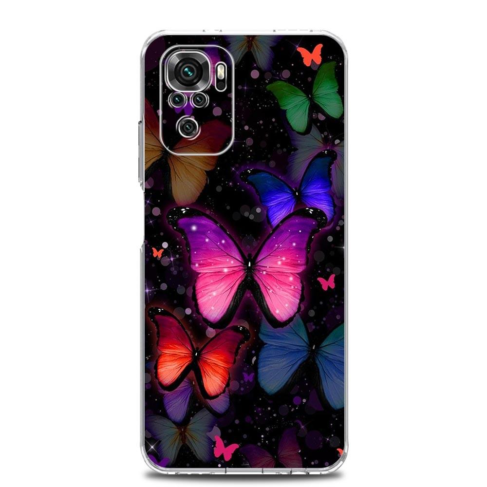 New Square Clear Soft Phone Case For Xiaomi Redmi Note 12 11 9S 9 8 10 Pro+ 7 8T 9C 9A 8A K40 Gaming Silicone Cover butterfly