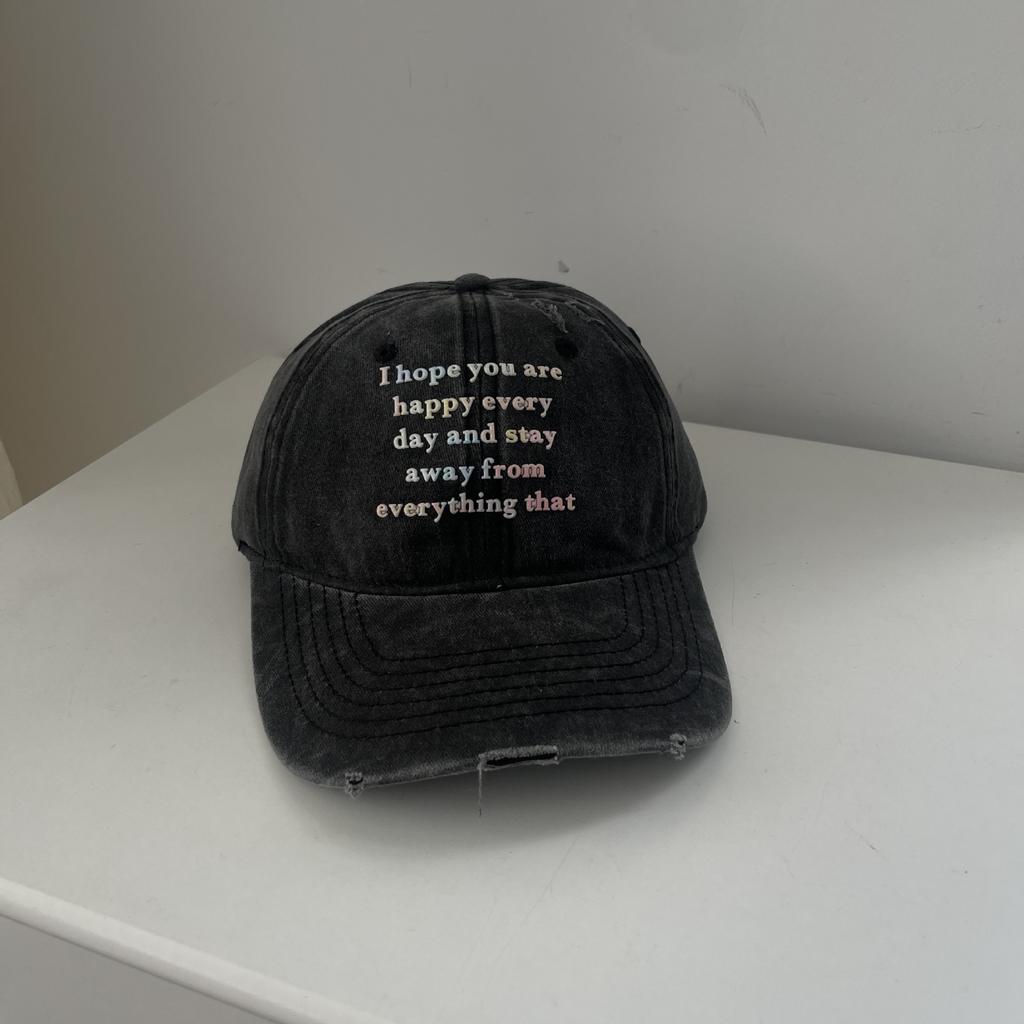 Retro Small Letter Baseball Cap Women'S Spring And Summer Cap Versatile Head Circumference Hip Hop Hat Trendy Man