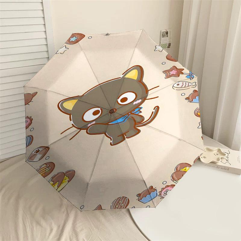 

1PC cat cookie Umbrella-8-Rib Reinforced Portable Folding Travel Suitable for All Seasons Outdoor Daily Use-H0393