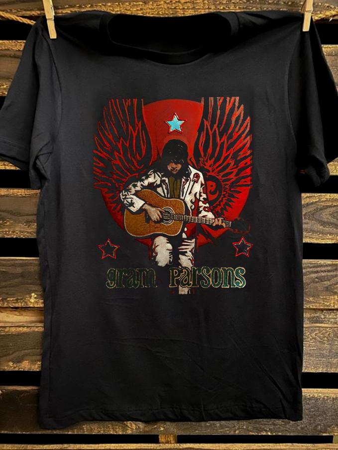 Gram Parsons Band Gift For Fan Black T-shirt Unisex 100% Cotton Shirt S